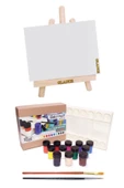 Rich Şişeli Palet 25 Ml X 12'li Akrilik + Masaüstü Şövale + 25x35 Tuval Set - 1