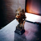 Şiddetli Avcı (dekorasyon, Ev Dekoru, El Yapımı Heykel, Kurt heykeli ) Mukemel Designs thumbnail 3