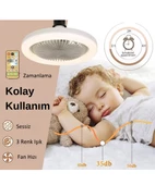 30W Fanlı Led Ampul / 3 Renk Işık / 3 Hız Fanlı Sarı Kasa  - Kumandalı ve Koku Hazneli - 2