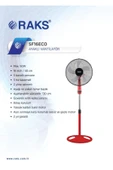 Raks SF 16 ECO Kırmızı Salınım Özellikli Ayaklı Vantilatör 50W thumbnail 2