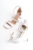 Starfish Beyaz Rugan Bandlı Sandalet Günlük Topuklu Ayakkabı - 1