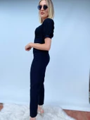 Siyah Kalem Pantolon Toka Detaylı Crop ikili Takım - 3