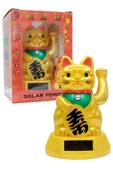 Maneki Neko Gold El Sallayan Şans Kedisi Büyük Solar Güneş Enerjili thumbnail 6