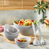 Mithra Life 7 Parça Gri Servis Sunum Salata Hazırlık Seti MIT1091 - 1