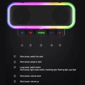 RGB Bluetooth hoparlör, su geçirmez IPX5 Tip C subwoofer hoparlör, mekanik tuşlu ve gürültü azaltmalı entegre - 2