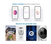 Neutron 360 Derece Dönebilen 3MP Kızılötesi Gece Görüşlü Ip Wifi HD Ev Güvenlik Kamerası - 4