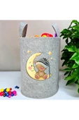 Unisex Gri Bebek Çocuk Odası Oyuncak Çamaşır Sepeti - 1