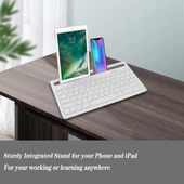 Hometech Alfa 10M 10.1" Uyumlu Kablosuz Bluetooth Şarj Edilebilir Tablet Telefon Standlı Klavye - Beyaz - 5