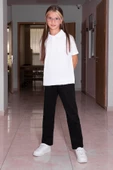 Siyah Beli Lastikli Basic Kız Çocuk Okul Pantolon 19199 - 2