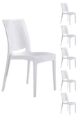 SANDALİE  6 Adet Rattan Beyaz Sandalye - Bahçe&balkon&teras Sandalye - 1