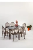 SANDALİE  Sermetto 80x120 Masa / 6 Adet Milda Sandalye - Mutfak Masa Takımı - Füme - 1