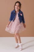 Gül Kurusu Jean Crop Ceketli Tüllü Kız Çocuk Elbise Takımı 19104 - 2