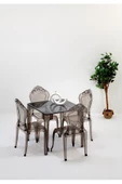 SANDALİE  Sermetto 80x80 Masa / 4 Adet Milda Sandalye - Mutfak Masa Takımı - Füme - 1