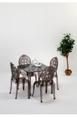 SANDALİE  Sermetto 80x80 Masa / 4 Adet Tolina Sandalye - Mutfak Masa Takımı - Füme - 1