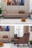 SANDALİE Rio 3+1 Salon&oturma Odası Koltuk Takımı - Krem&Kahve - 1