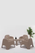 SANDALİE Şile Pratik Bahçe, Balkon Oturma Grubu ( 1+1+1+1+S ) Bahçe Mobilyası / Cappucino - 1