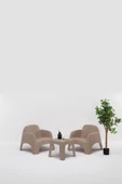 SANDALİE Şile Pratik Bahçe, Balkon Oturma Grubu ( 1+1+S ) Bahçe Mobilyası / Cappucino - 1