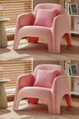 SANDALİE  Bahçe Balkon Teras 1/1/S Minderli Bahçe Mobilyası Çay Seti - Pembe - 1
