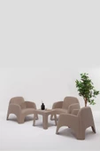 SANDALİE  Şile Pratik Bahçe, Balkon Oturma Grubu ( 1+1+1+S ) Bahçe Mobilyası / Cappucino - 1