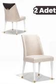 SANDALİE Gold Bella 2 Adet Yemek-Mutfak-Salon Sandalyesi / Krem - 1