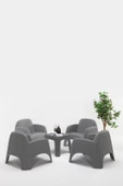 SANDALİE  Şile Pratik Bahçe, Balkon Oturma Grubu ( 1+1+1+1+S ) Bahçe Mobilyası / Gri - 1