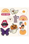 Turuncu Hayalet Kiss Kelebek Tasarımlı A5 Sticker - 1