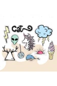 Unicorn Alien Karışık Tasarımlı A5 Stickers Çıkartma Pytkstk030 - 1