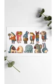 Hayvan Karikatür Tasarımlı A5 11 Adet Stickers Çıkartma Pytkstkr41 - 1