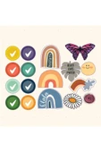 Çiçek Kelebek Gülücük Tasarımlı A5 Stickers - 1