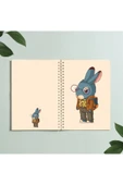 Tavşan Hayvan Karikatür Tasarım Spiralli A5 96 Yaprak Çizgisiz Defter Pytkdt0323 - 1
