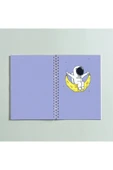 Astronot Ve Ay Tasarımlı Spiralli A5 96 Yaprak Çizgisiz Defter - 1