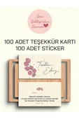100 Adet Teşekkür Kartı ve 100 adet Teşekkür Sticker PYTKSVTK18 - 1