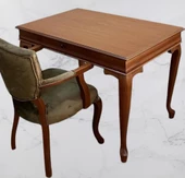 Çalışma Masa-Berjer 90395 ST Sandalye Kelebek Klasik Ceviz Keten Kumaş Aslan ayak - 8