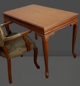 Çalışma Masa-Berjer 90395 ST Sandalye Kelebek Klasik Ceviz Keten Kumaş Aslan ayak - 6