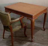 Çalışma Masa-Berjer 90395 ST Sandalye Kelebek Klasik Ceviz Keten Kumaş Aslan ayak - 10