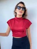 Kadın Kırmızı Crop Bluz thumbnail 5