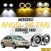 Vw Bora 1998-2006 Uyumlu Üniversal Mercekli Angel Sis Farı Metal Su Geçirmez 76 mm Sarı Halkalı Gündüz Farı Angel Eyes 2 Adet - 1