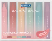 Gıpta Pick Pen 6'lı Fosforlu Markör Parlak Renkler - 1