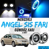 Vw Bora 1998-2006 Uyumlu Üniversal Mercekli Angel Sis Farı Metal Su Geçirmez 76 mm Buz Mavi Halkalı Gündüz Farı Angel Eyes 2 Adet thumbnail 1