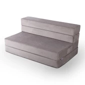 Valeria Çift Kişilik Kadife Katlanır Yatak Olabilen Koltuk Çift Kişilik - 125x200 Cm Bej Çift - 7