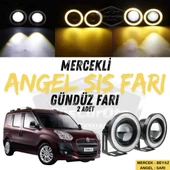 Fiat Doblo D3 2010-2015 Uyumlu Üniversal Mercekli Angel Sis Farı Metal Su Geçirmez 76 mm Sarı Halkalı Gündüz Farı Angel Eyes 2 Adet - 1