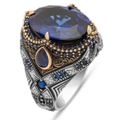 Parlament Mavisi Taşlı 925 Gümüş Erkek Yüzük thumbnail 8