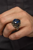 Parlament Mavisi Taşlı 925 Gümüş Erkek Yüzük thumbnail 1