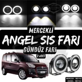 Fiat Doblo D3 2010-2015 Uyumlu Üniversal Mercekli Angel Sis Farı Metal Su Geçirmez 76 mm Beyaz Halkalı Gündüz Farı Angel Eyes 2 Adet - 1