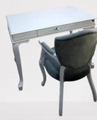 Çalışma Masa-Berjer 90394 ST Sandalye Kelebek Klasik Beyaz Keten Kumaş Aslan ayak - 2