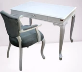 Çalışma Masa-Berjer 90394 ST Sandalye Kelebek Klasik Beyaz Keten Kumaş Aslan ayak - 1