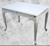 Çalışma Masa-Berjer 90394 ST Sandalye Kelebek Klasik Beyaz Keten Kumaş Aslan ayak - 6