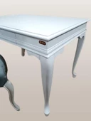 Çalışma Masa-Berjer 90394 ST Sandalye Kelebek Klasik Beyaz Keten Kumaş Aslan ayak - 8