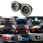 Renault Clio 3 2005-2013 Uyumlu Üniversal Mercekli Angel Sis Farı Metal Su Geçirmez 76 mm Turuncu Halkalı Gündüz Farı Angel Eyes 2 Adet - 10