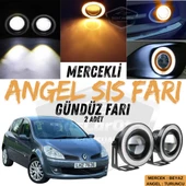 Renault Clio 3 2005-2013 Uyumlu Üniversal Mercekli Angel Sis Farı Metal Su Geçirmez 76 mm Turuncu Halkalı Gündüz Farı Angel Eyes 2 Adet - 1